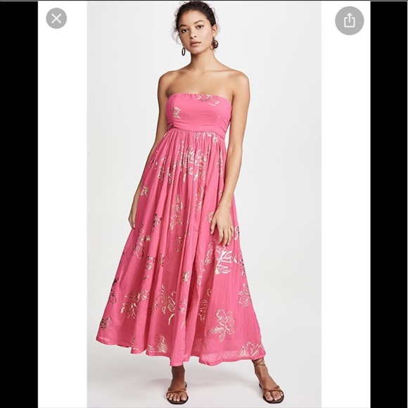 NWT free people Baja Babe Midi Dress in Hot Pink - Picture 1 of 6